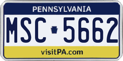 PA license plate MSC5662