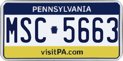 PA license plate MSC5663