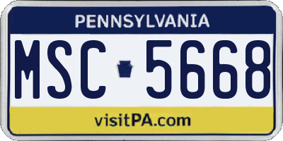 PA license plate MSC5668