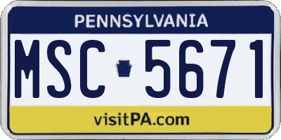 PA license plate MSC5671