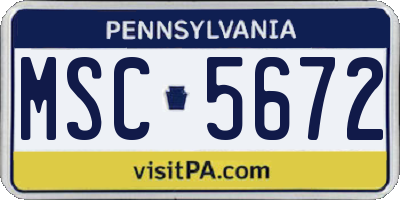 PA license plate MSC5672