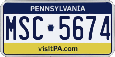 PA license plate MSC5674