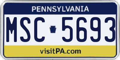 PA license plate MSC5693