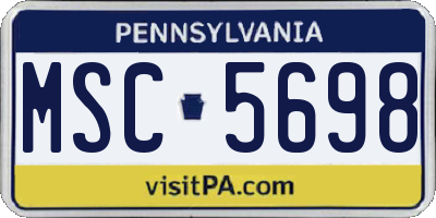 PA license plate MSC5698