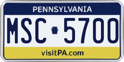 PA license plate MSC5700
