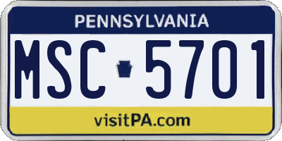 PA license plate MSC5701