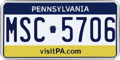 PA license plate MSC5706