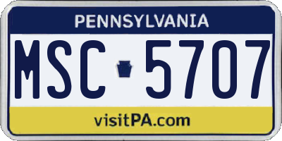 PA license plate MSC5707