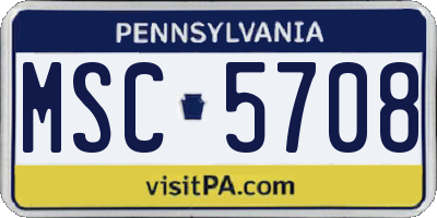 PA license plate MSC5708