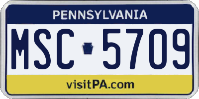 PA license plate MSC5709