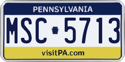 PA license plate MSC5713