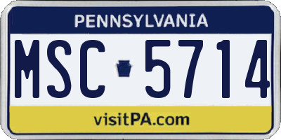 PA license plate MSC5714