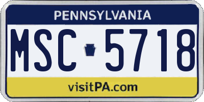 PA license plate MSC5718