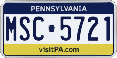 PA license plate MSC5721