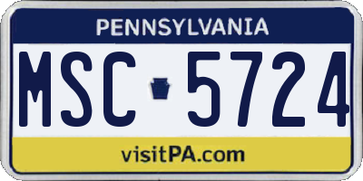 PA license plate MSC5724
