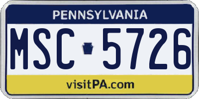 PA license plate MSC5726