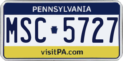 PA license plate MSC5727