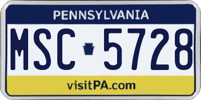 PA license plate MSC5728
