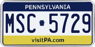 PA license plate MSC5729