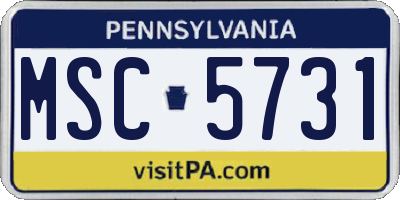 PA license plate MSC5731