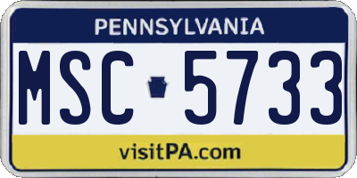 PA license plate MSC5733