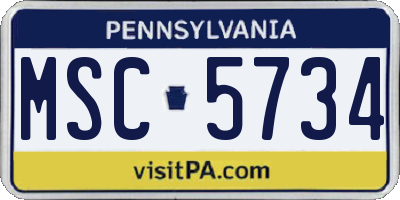 PA license plate MSC5734