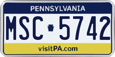 PA license plate MSC5742