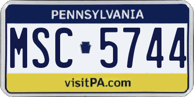 PA license plate MSC5744