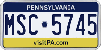 PA license plate MSC5745