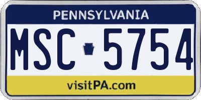 PA license plate MSC5754