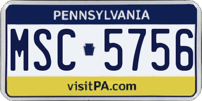 PA license plate MSC5756