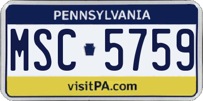 PA license plate MSC5759