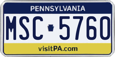PA license plate MSC5760