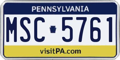 PA license plate MSC5761