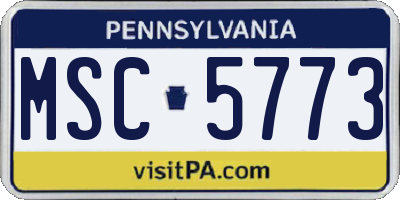 PA license plate MSC5773