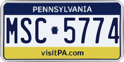 PA license plate MSC5774
