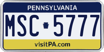 PA license plate MSC5777