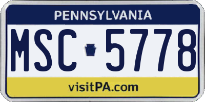 PA license plate MSC5778