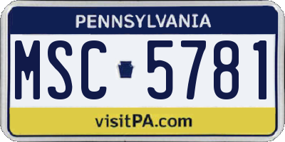 PA license plate MSC5781