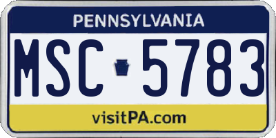 PA license plate MSC5783