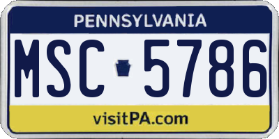 PA license plate MSC5786