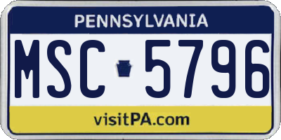PA license plate MSC5796
