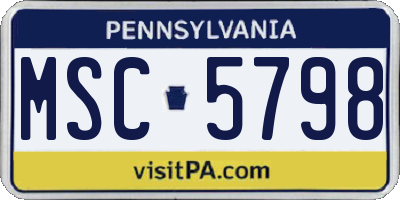 PA license plate MSC5798