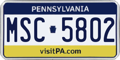 PA license plate MSC5802