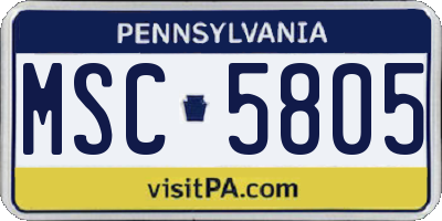 PA license plate MSC5805