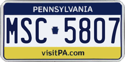 PA license plate MSC5807