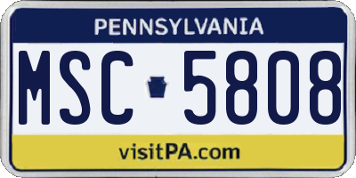 PA license plate MSC5808