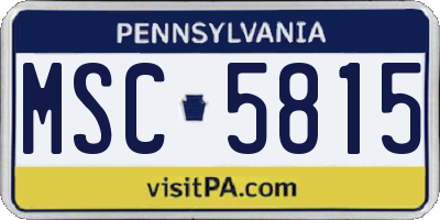 PA license plate MSC5815
