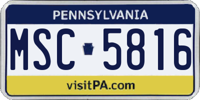 PA license plate MSC5816
