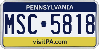PA license plate MSC5818